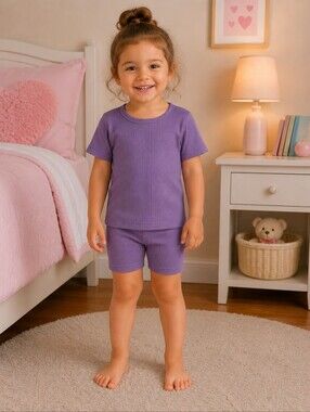 Little Loves & Co Ribbed Top & Shorts Set Girls Size 4T NWT